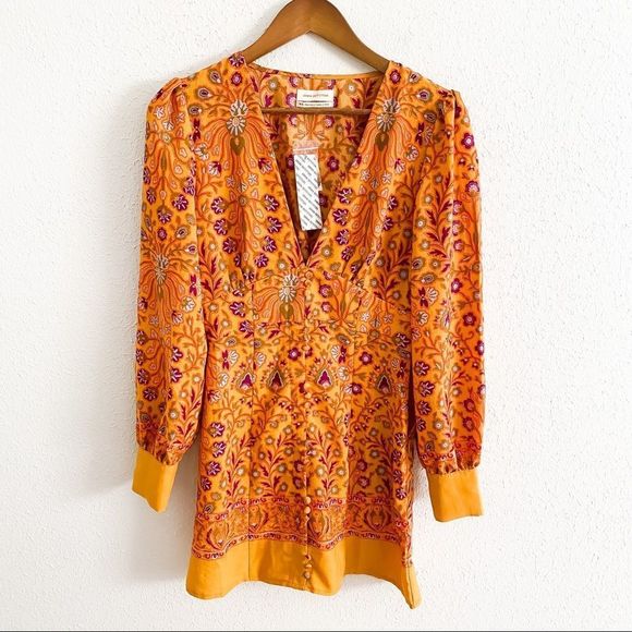 Urban Outfitters Mini Long Sleeved Dress Boho NWT Medium V neck - Picture 3 of 8